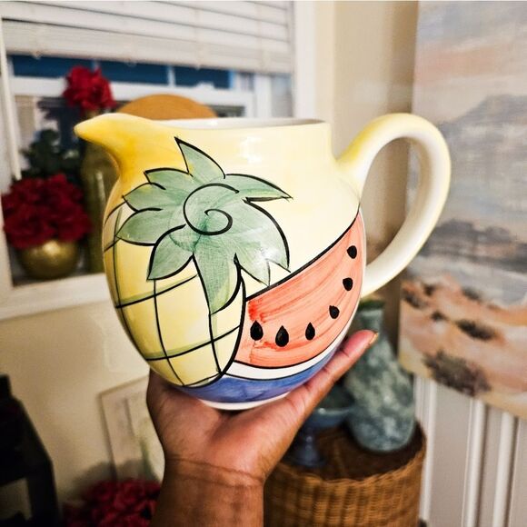 Y2K Hand-Painted Fruit Ceramic Pitcher – 9 Cup Capacity – Glossy Summer Aestheti - Picture 9 of 15